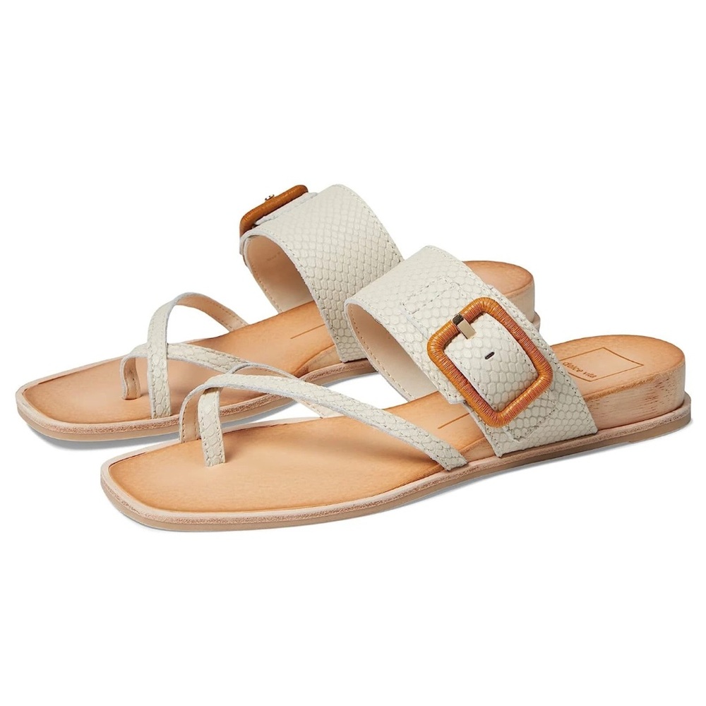 DOLCE VITA Woman's Sandals Dolce Vita Perris Cream and Tan Sandals with Buckle 7